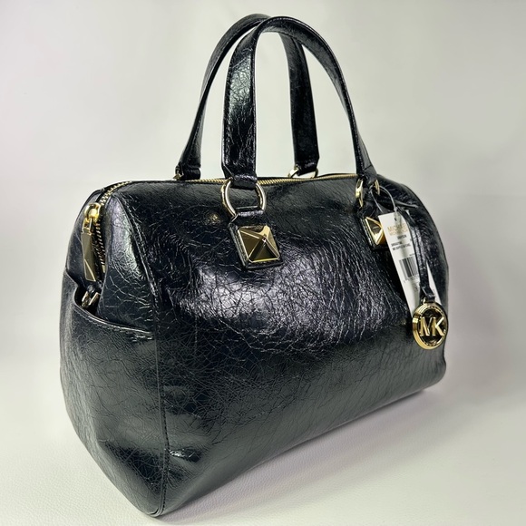 NWT Women’s Michael Kors Grayson Black Duffle Satchel - Picture 2 of 10